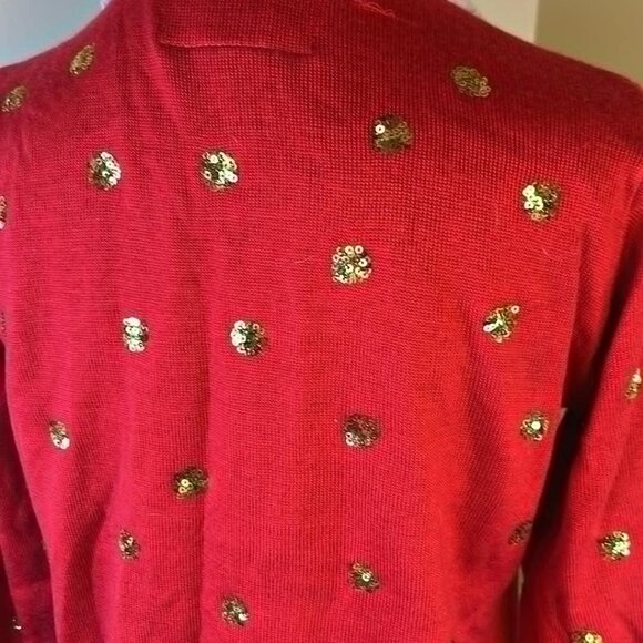 Tipsy Elves Holiday Red and White Sweater SZ Sm with Gold Accent Ugly Sweater - Picture 7 of 10